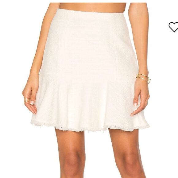 Rebecca Taylor Cream Tweed Fringe Skirt Size 10- Old Money, Preppy, Winter - Picture 1 of 12